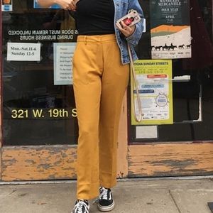 mustard yellow straight leg flowy pants
